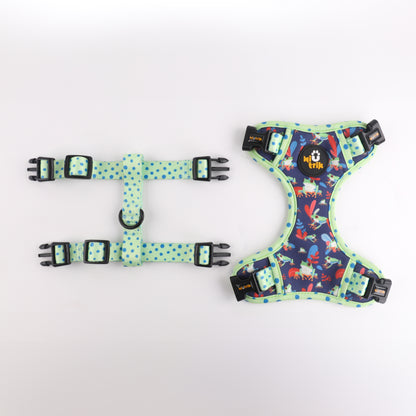 Reversible Dog Harness – Leap Into Style (Frogs)